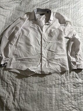 Nine West Classic White Button-Up Shirt Jacket